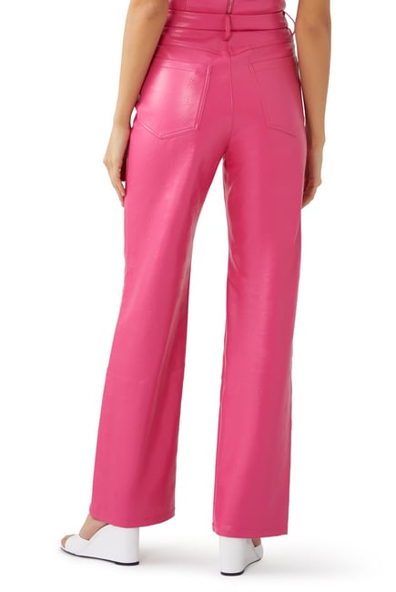 Rotie Leather Straight Leg Trousers:Bright Pink :42